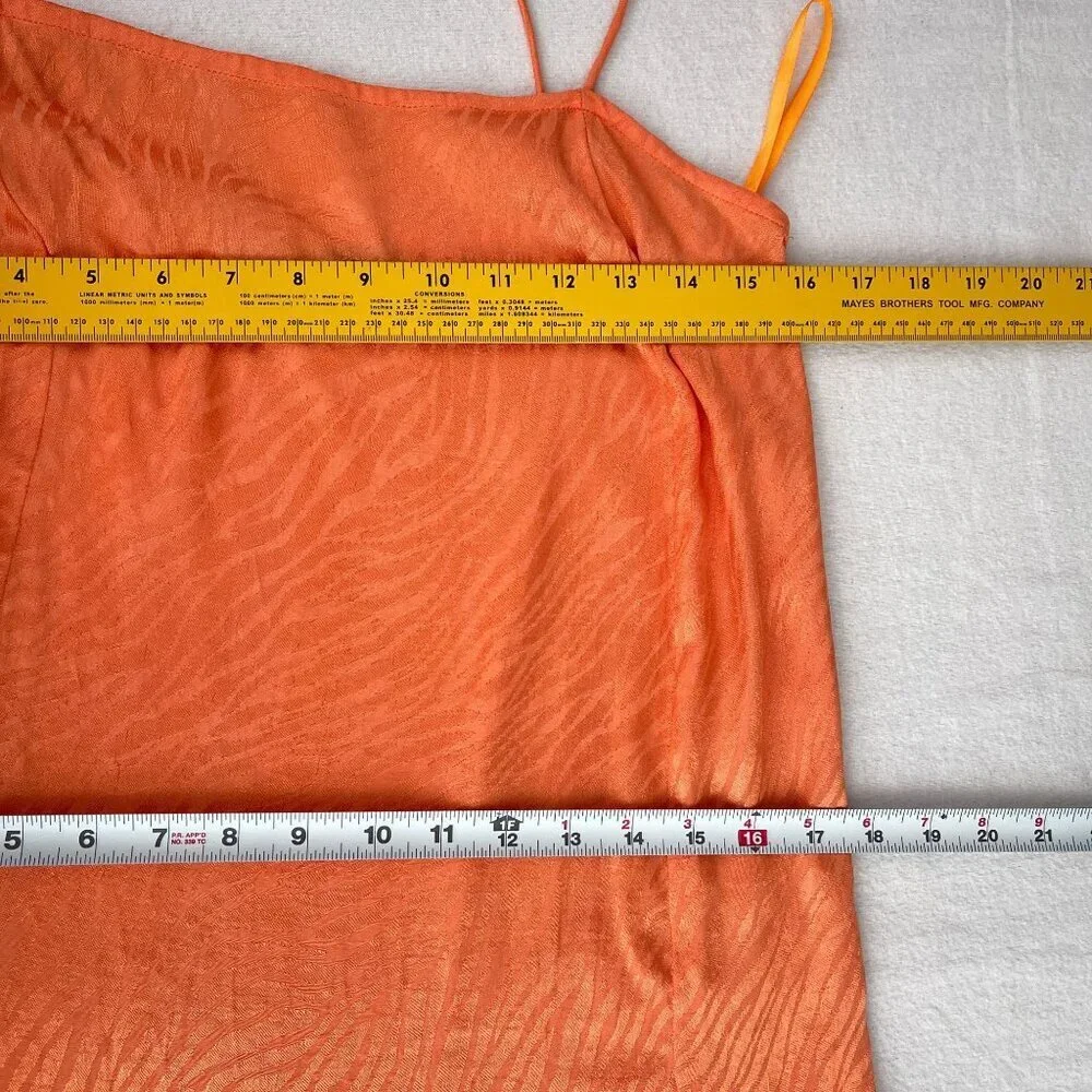 Motel Zebra Print Spaghetti Strap Side Slit Slip Dress Cantaloupe Orange Women S